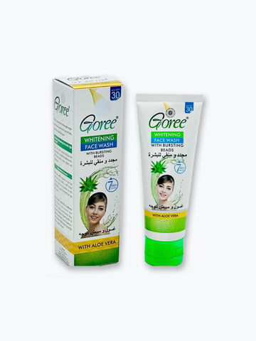 Goree Whitening Face Wash with Bursting Beads, Aloe Vera, and SPF 30 (12 Pcs)